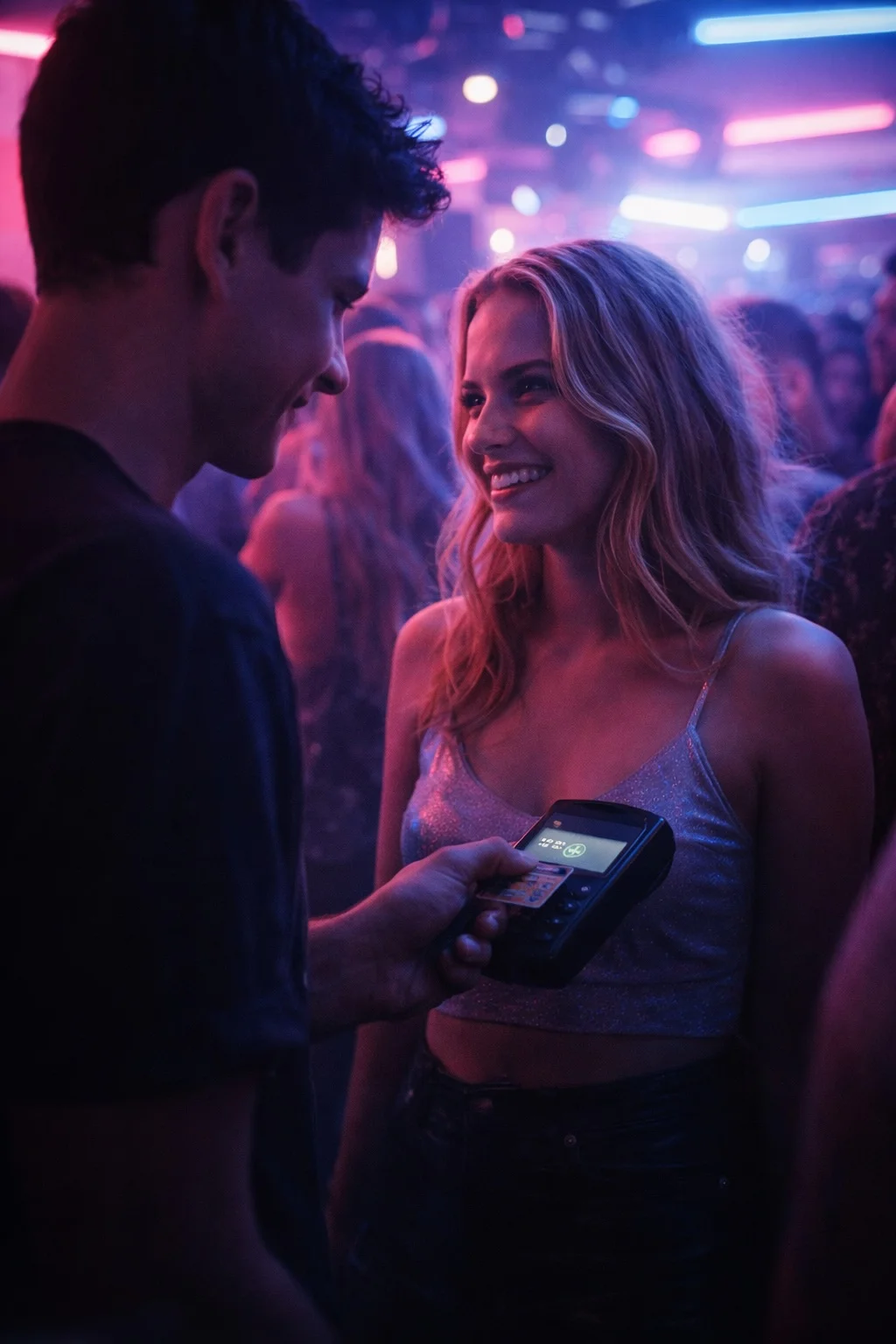 Nightclub scene with neon lights